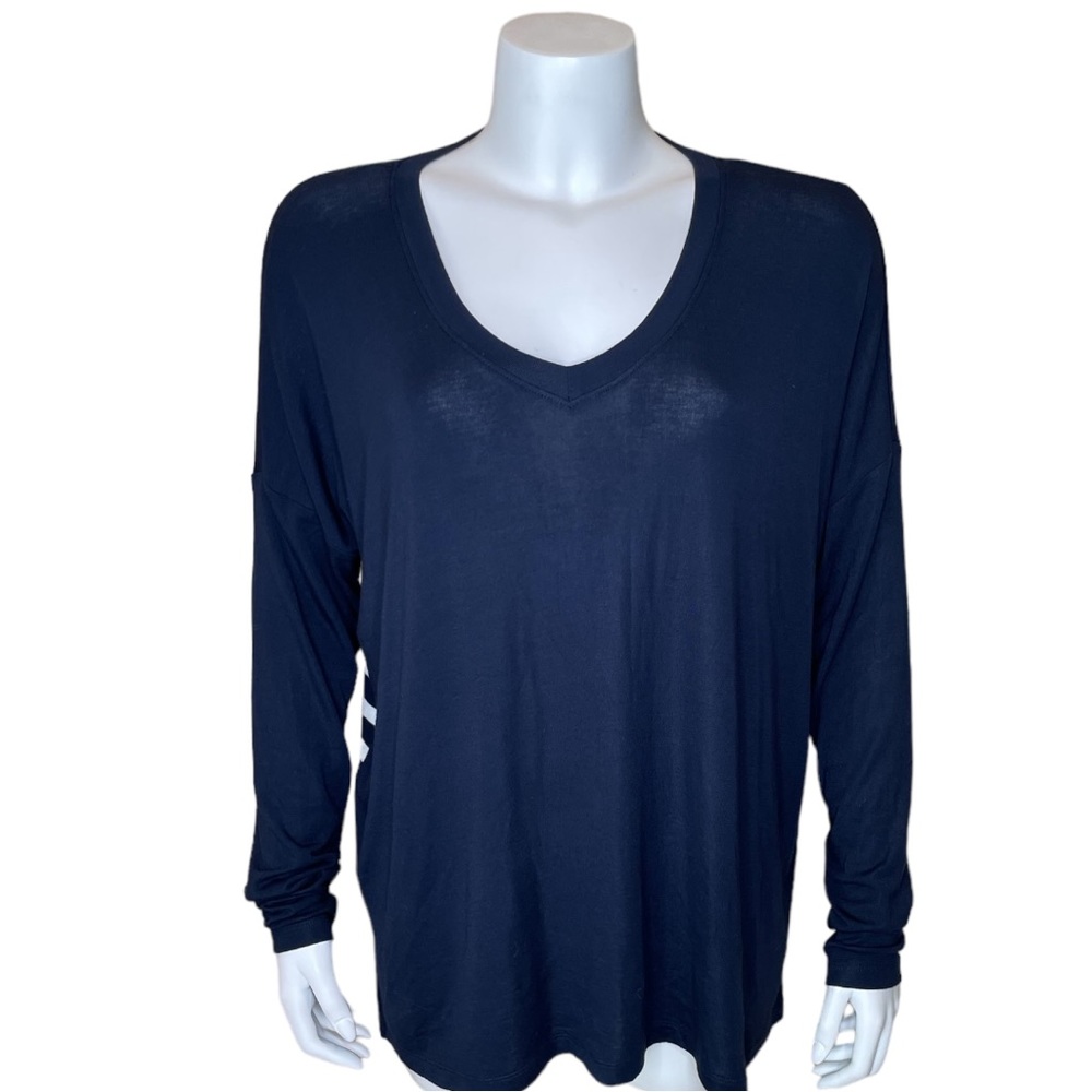 CAbi Lighthouse Tee Pullover Top M Navy Blue White Striped 5742